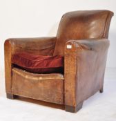 1930'S ART DECO LEATHER CLUB CHESTERFIELD ARMCHAIR