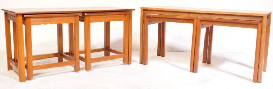 TWO RETRO VINTAGE MID 20TH CENTURY 1960S TEAK WOOD NESTS OF TABLES