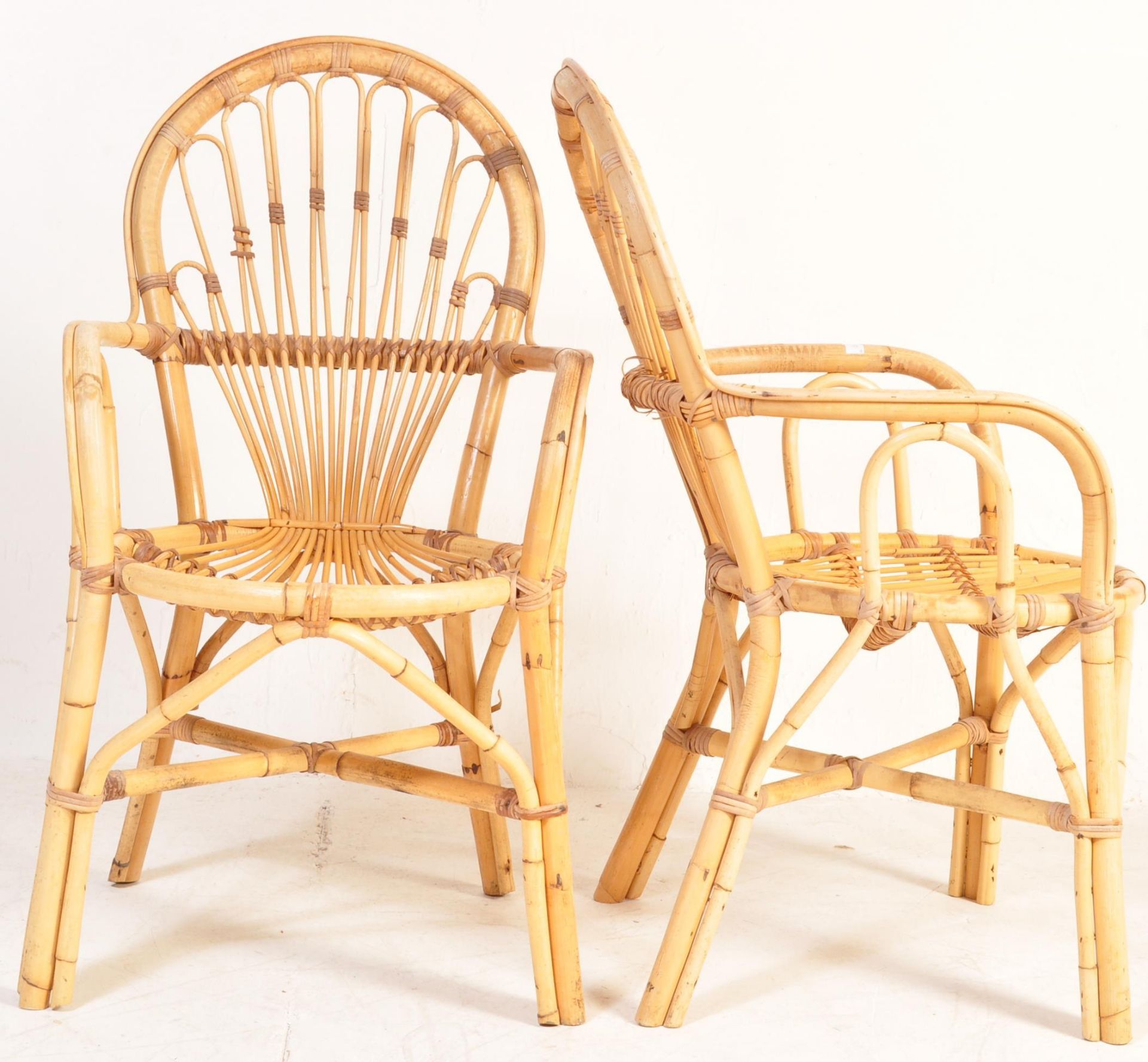 MATCHING PAIR OF ITALIAN BAMBOO AND WICKER ARMCHAIRS - Image 3 of 7