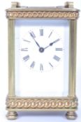 20TH CENTURY BRASS CASED CARRIAGE CLOCK - FRENCH MOVEMENT