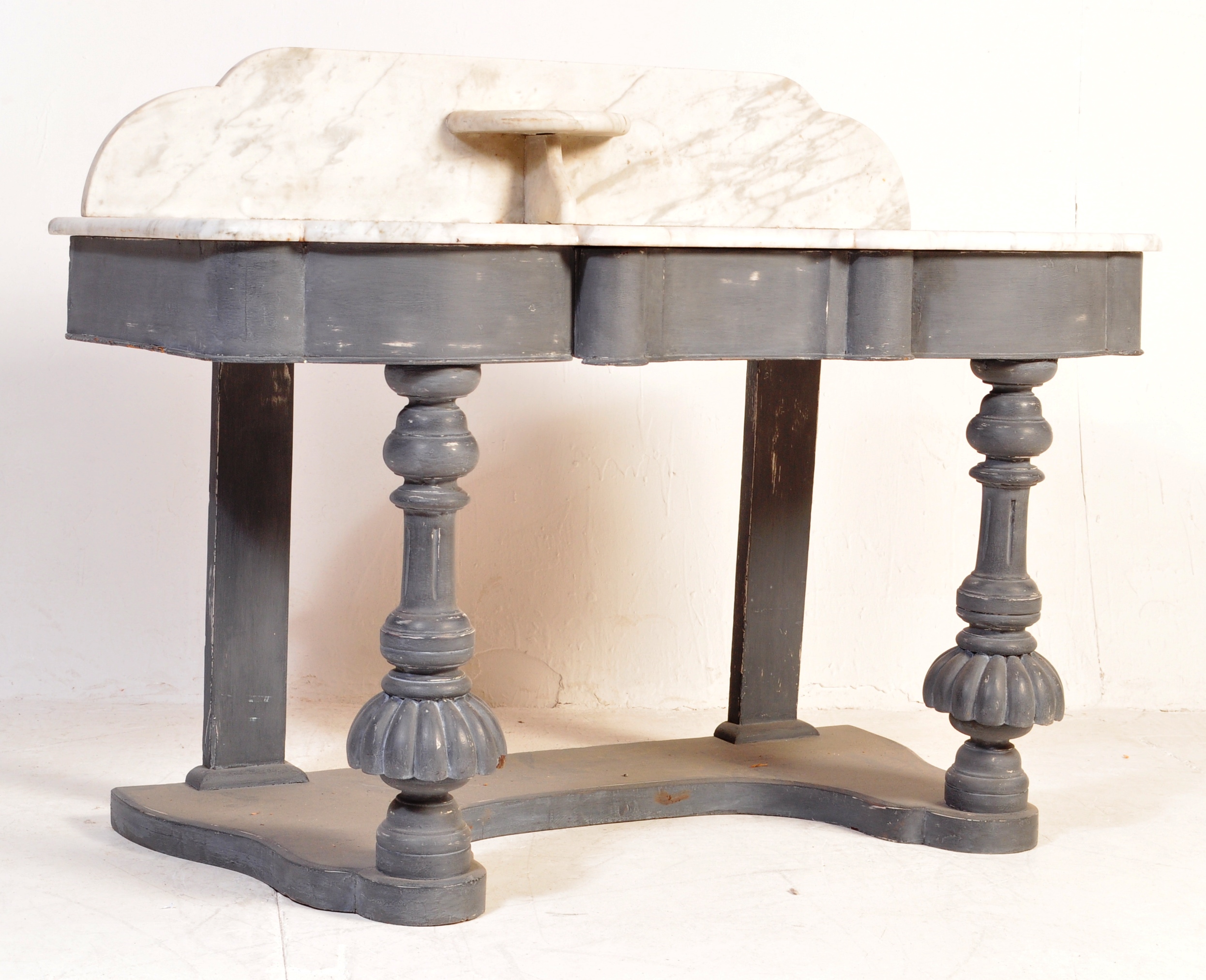 VICTORIAN MARBLE & MAHOGANY EBONISED DUCHESS TABLE