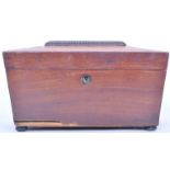 19TH CENTURY VICTORIAN MAHOGANY SARCOPHAGUS TEA CADDY