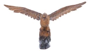 EARLY 20TH CENTURY BAVARIAN CARVED EAGLE FIGURE