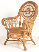 VICTORIAN REVIVAL RATTAN WEAVE PARLOUR CHAIR - ARMCHAIR