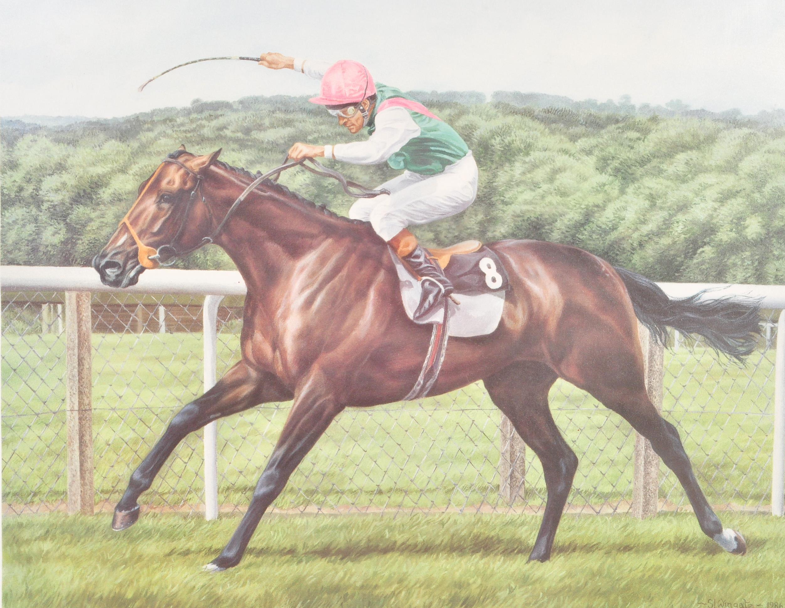 LIMITED EDITION 1986 S J WINGATE HORSE RACING JOCKEY PRINT - Image 2 of 5