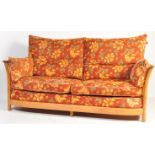 ERCOL RENAISSANCE BEECH & ELM LARGE TWO SEAT SOFA SETTEE