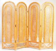 MID CENTURY BAMBOO CANE FOUR FOLD ROOM DIVIDER