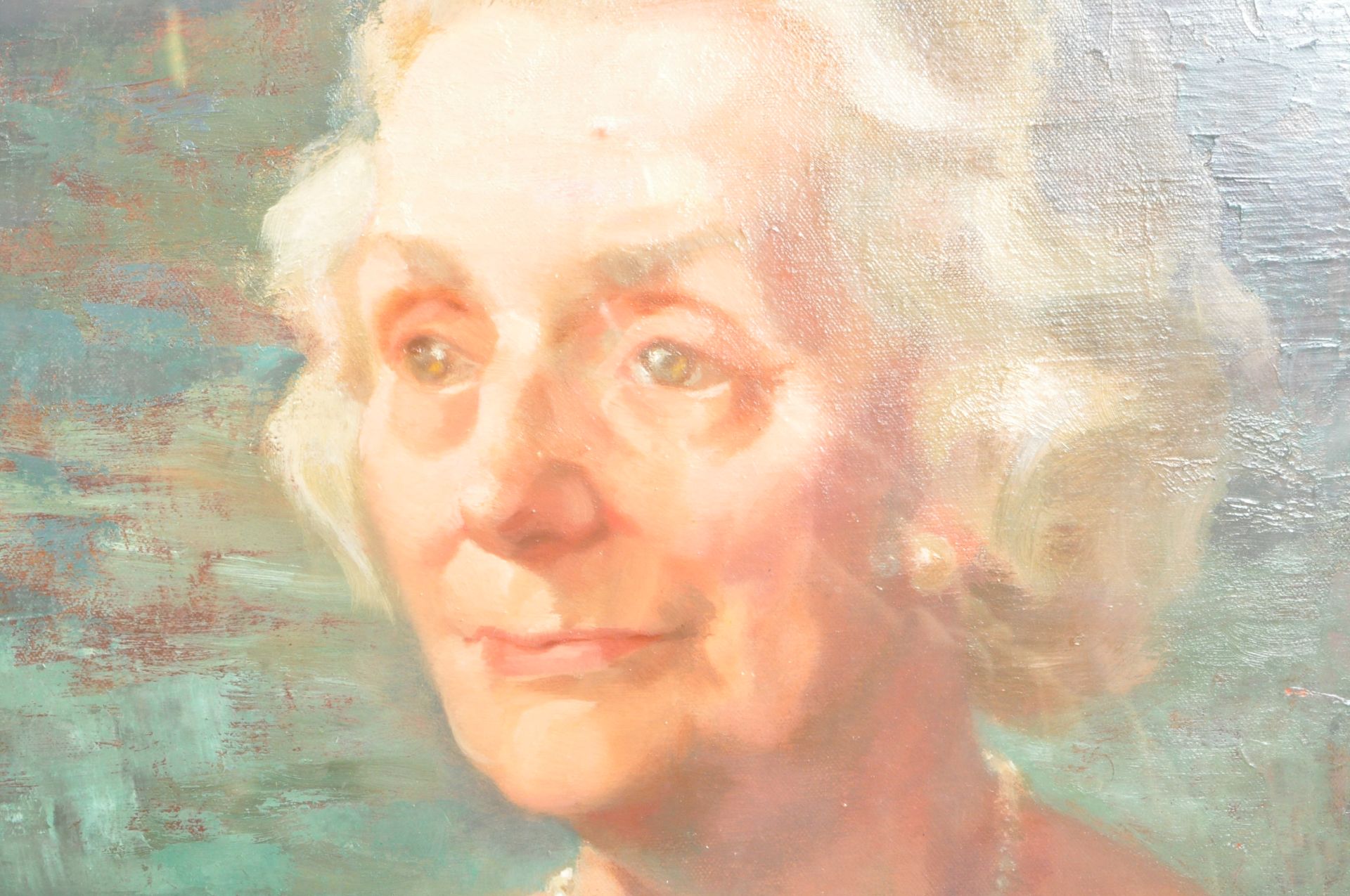 MIKI HOOD - OIL ON CANVAS PORTRAIT PAINTING OF MRS JEANNETTE BULCOCK - Image 3 of 6