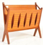 MID CENTURY RETRO TEAK WOOD MAGAZINE RACK STAND