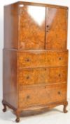 20TH CENTURY BURR WALNUT QUEEN ANNE REVIVAL TALLBOY CHEST