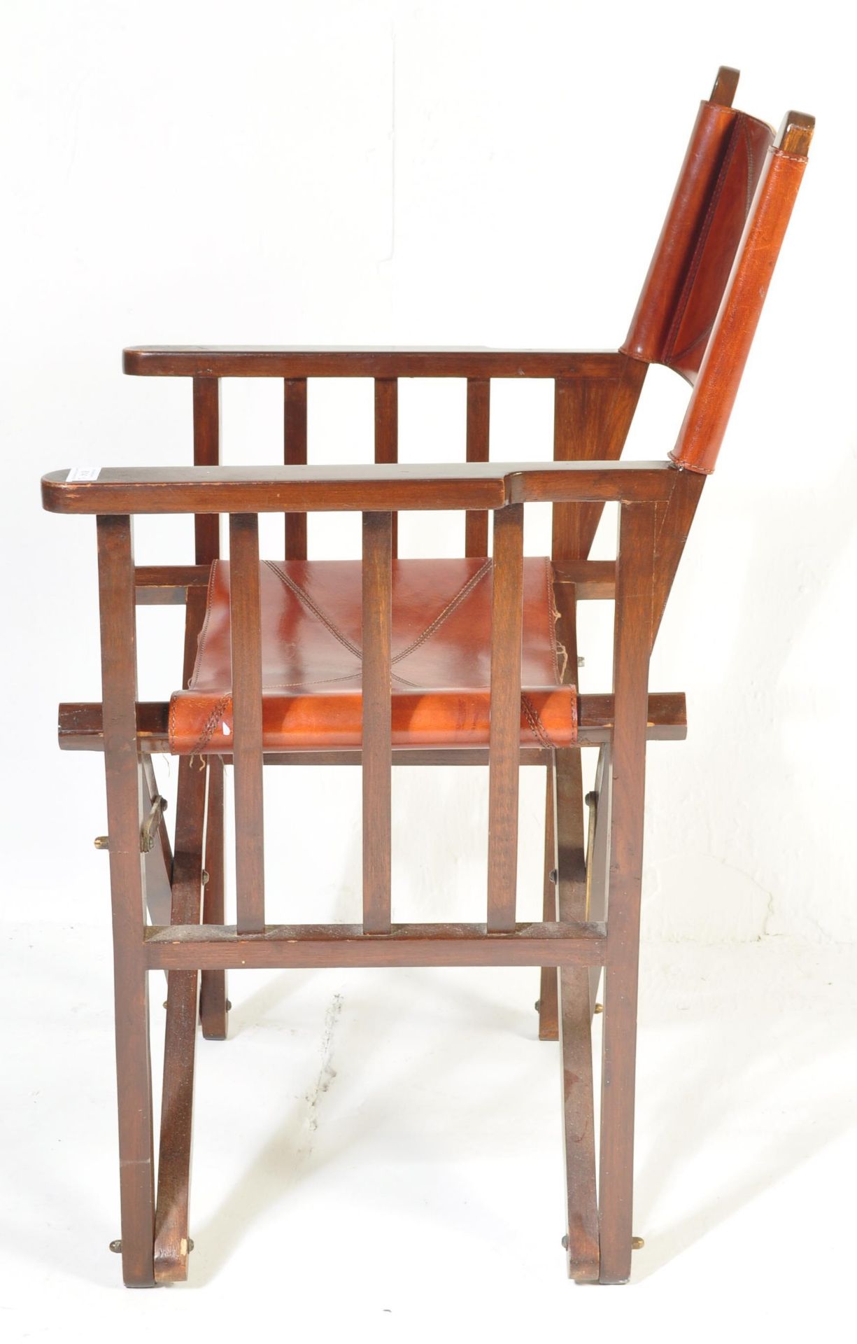 VINTAGE 20TH CENTURY LEATHER DIRECTORS FOLDING CHAIR - Image 6 of 9