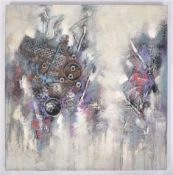 RETRO VINTAGE ABSTRACT NUTS & BOLTS OIL PAINTING