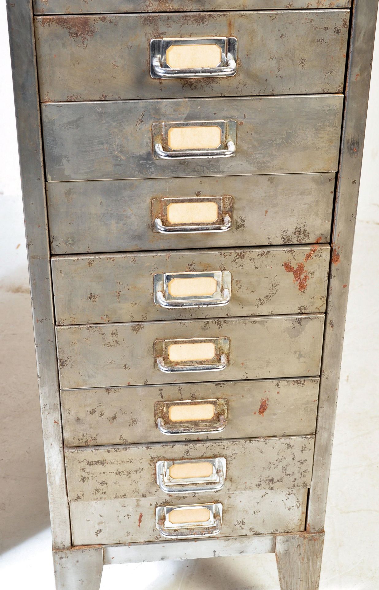 INDUSTRIAL PAIR OF STRIPPED METAL 15 DRAWER FILING CABINETS - Image 7 of 9