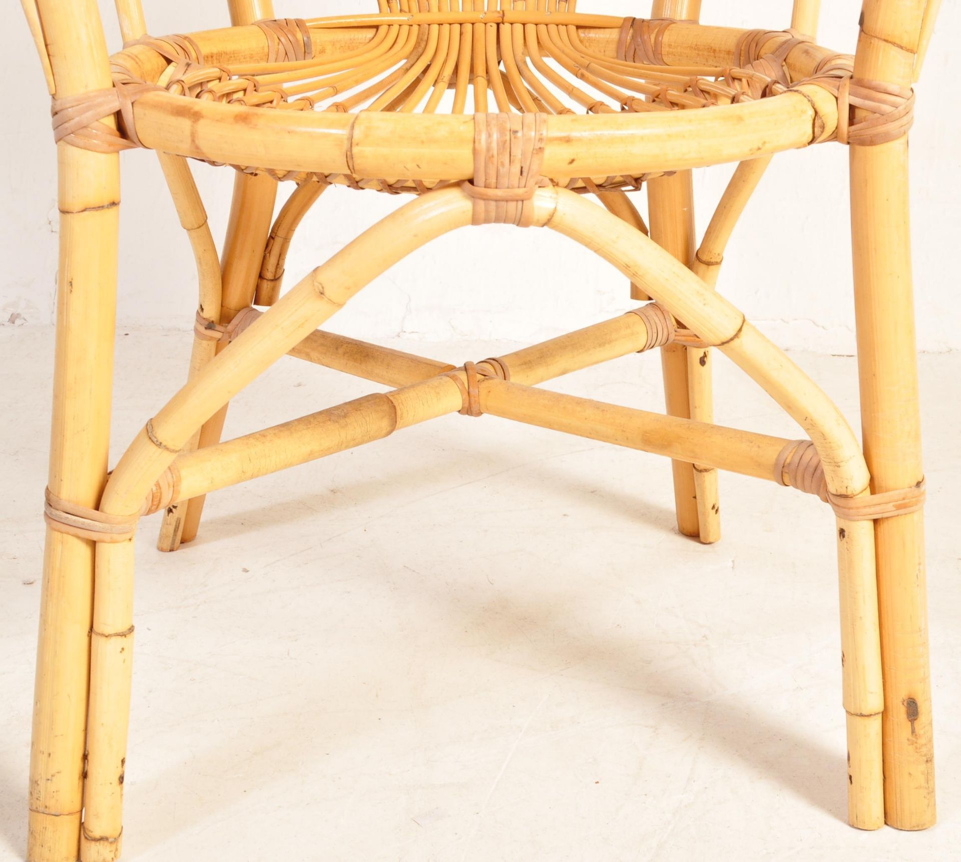 MATCHING PAIR OF ITALIAN BAMBOO AND WICKER ARMCHAIRS - Image 7 of 7