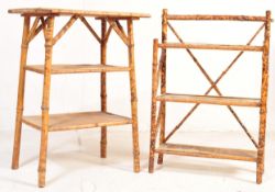 AESTHETIC MOVEMENT VICTORIAN BAMBOO SIDE TABLE & BOOKCASE