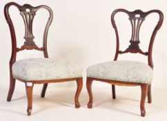 A PAIR OF EDWARDIAN SOLID MAHOGANY NURSING BEDROOM CHAIRS