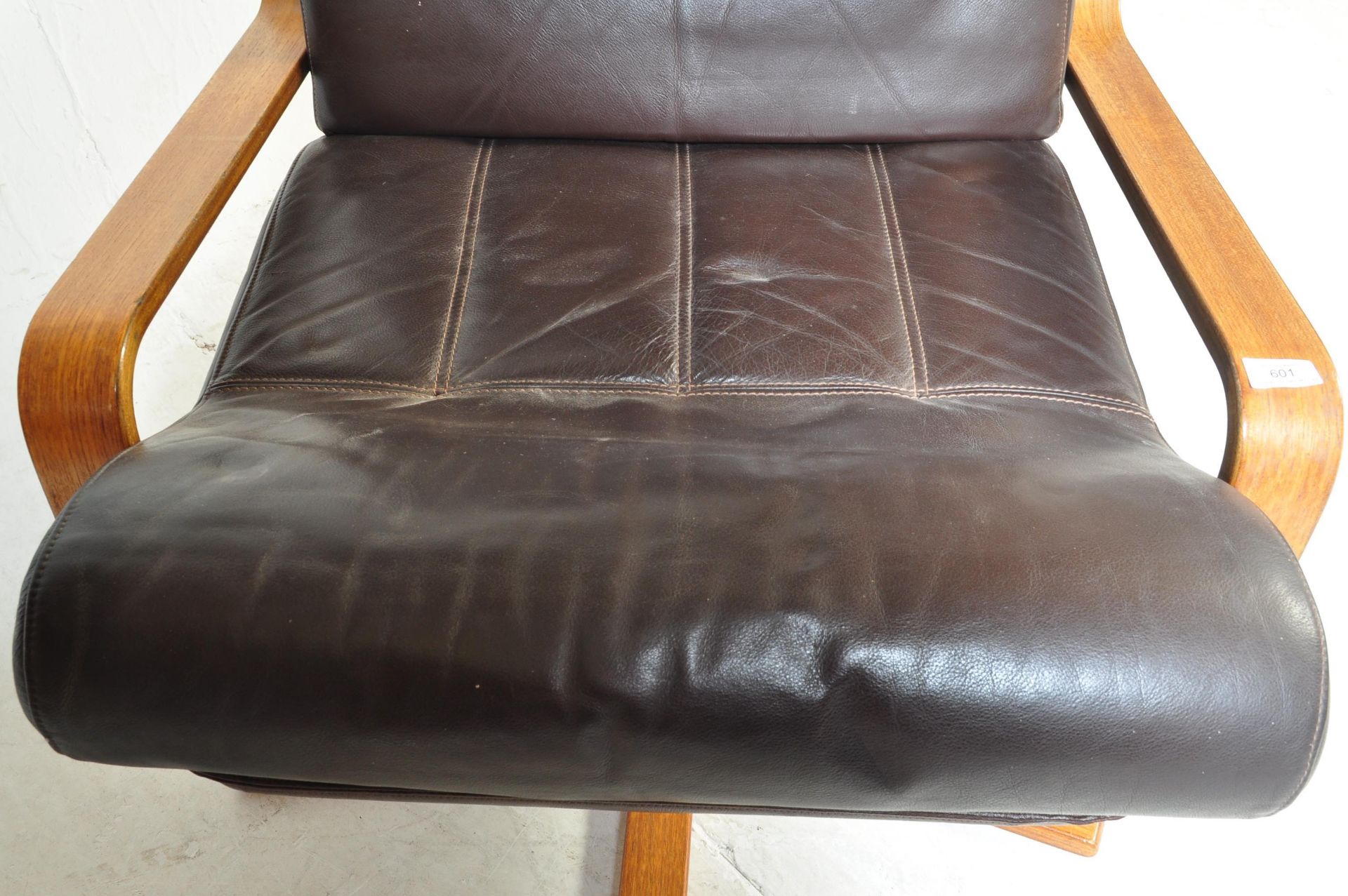 RETRO VINTAGE 20TH CENTURY BROWN LEATHER SWIVEL ARMCHAIR - Image 3 of 9