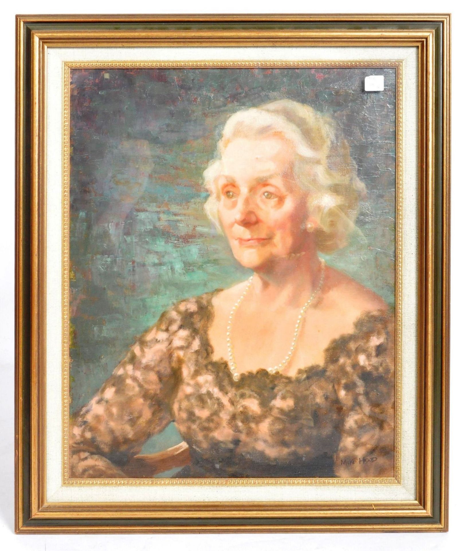 MIKI HOOD - OIL ON CANVAS PORTRAIT PAINTING OF MRS JEANNETTE BULCOCK