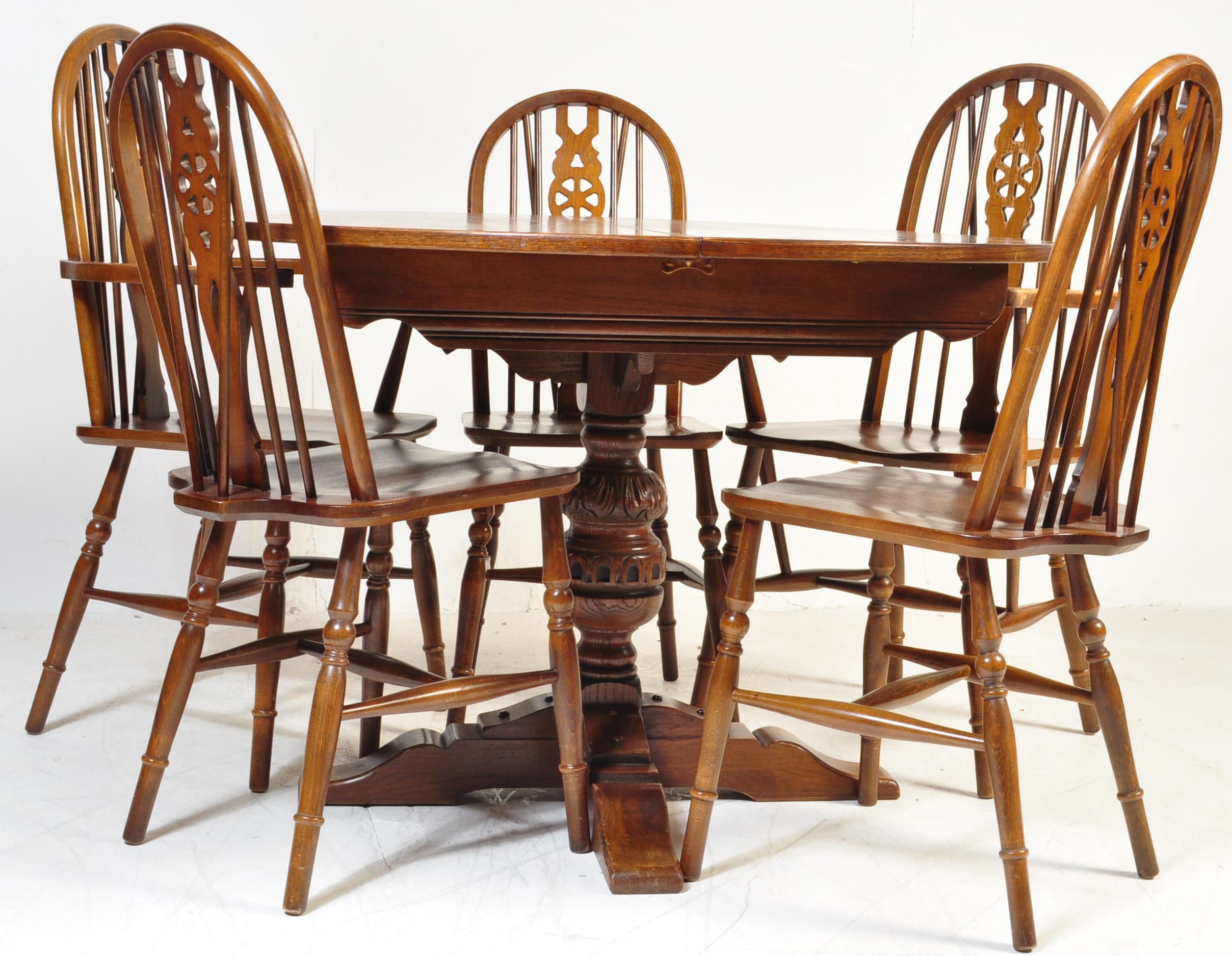 WOOD BROS OLD CHARM JACOBEAN REVIVAL DINING TABLE CHAIRS