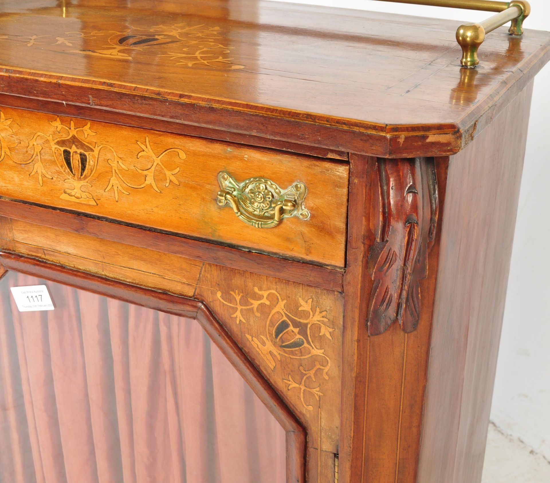 LATE 19TH CENTURY MARQUETRY INLAID PEDESTAL MUSIC CABINET - Image 9 of 10
