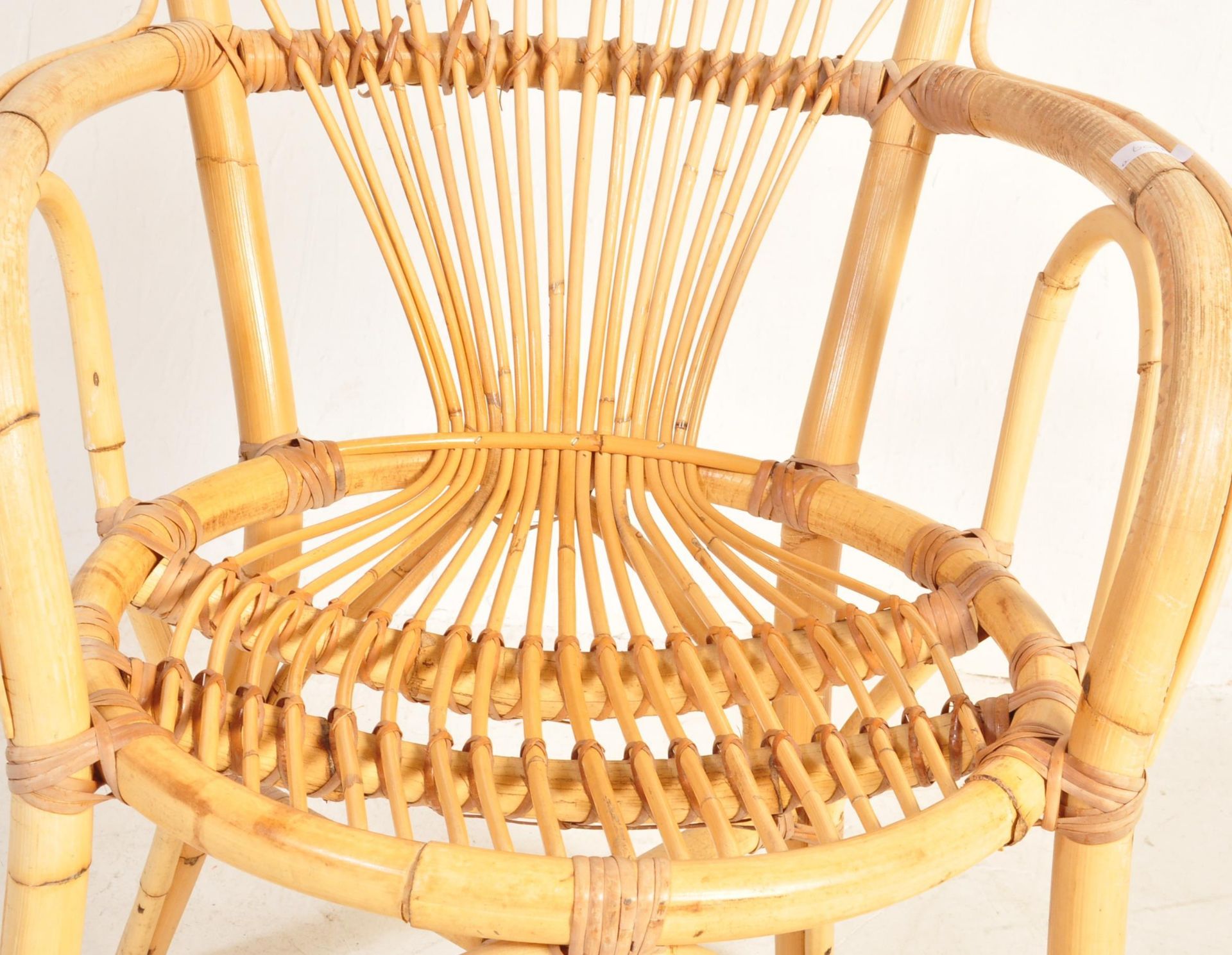 MATCHING PAIR OF ITALIAN BAMBOO AND WICKER ARMCHAIRS - Image 6 of 7