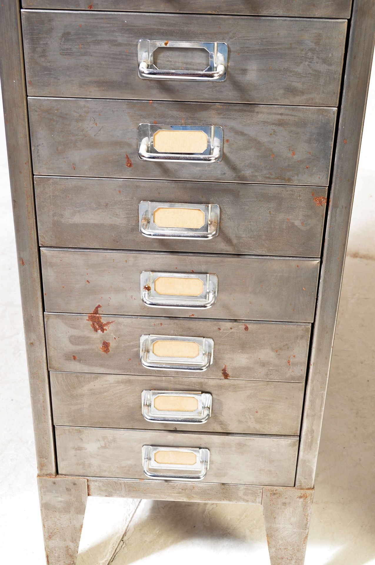 INDUSTRIAL PAIR OF STRIPPED METAL 15 DRAWER FILING CABINETS - Image 9 of 9