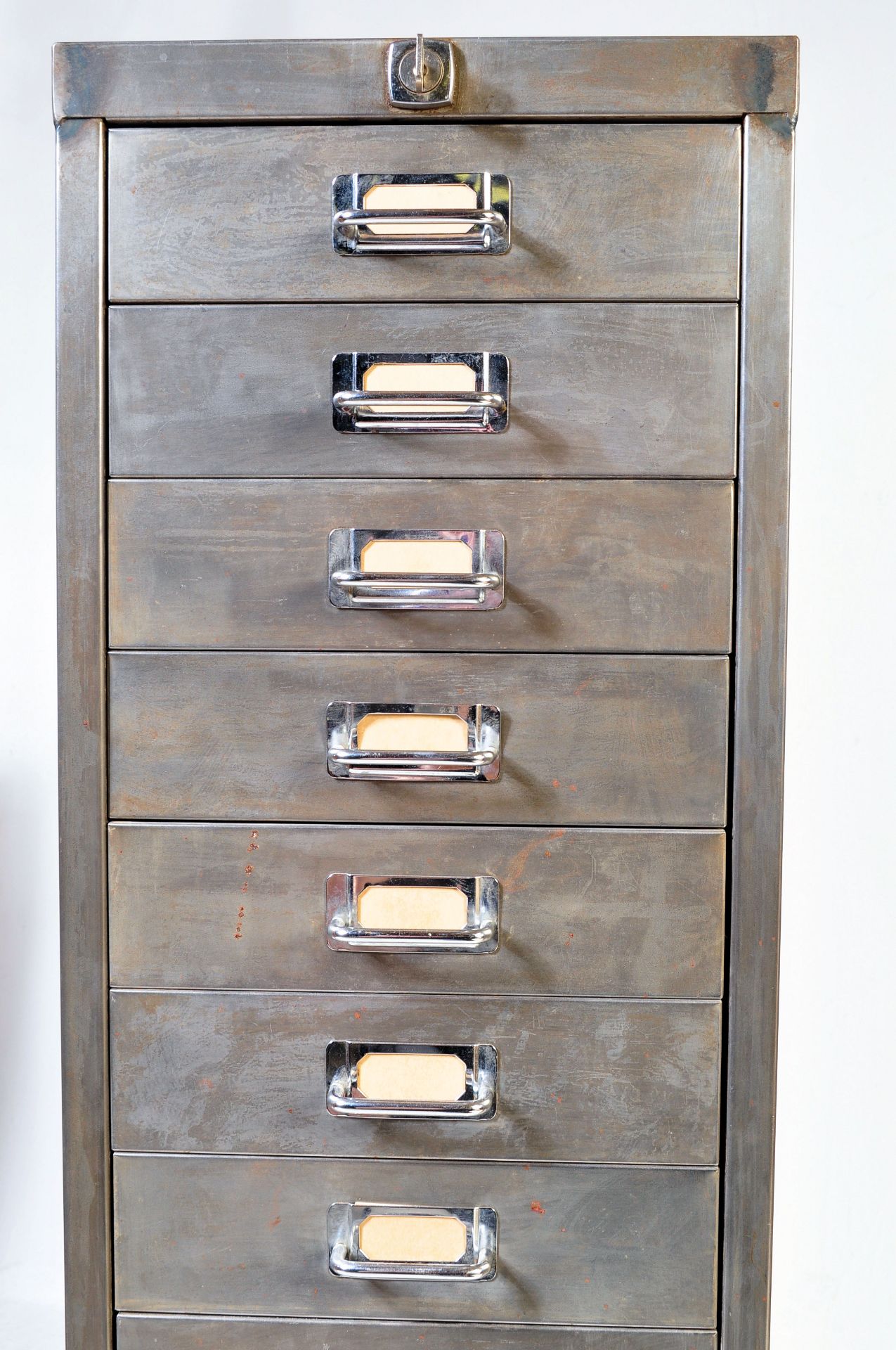 INDUSTRIAL PAIR OF STRIPPED METAL 15 DRAWER FILING CABINETS - Image 8 of 9