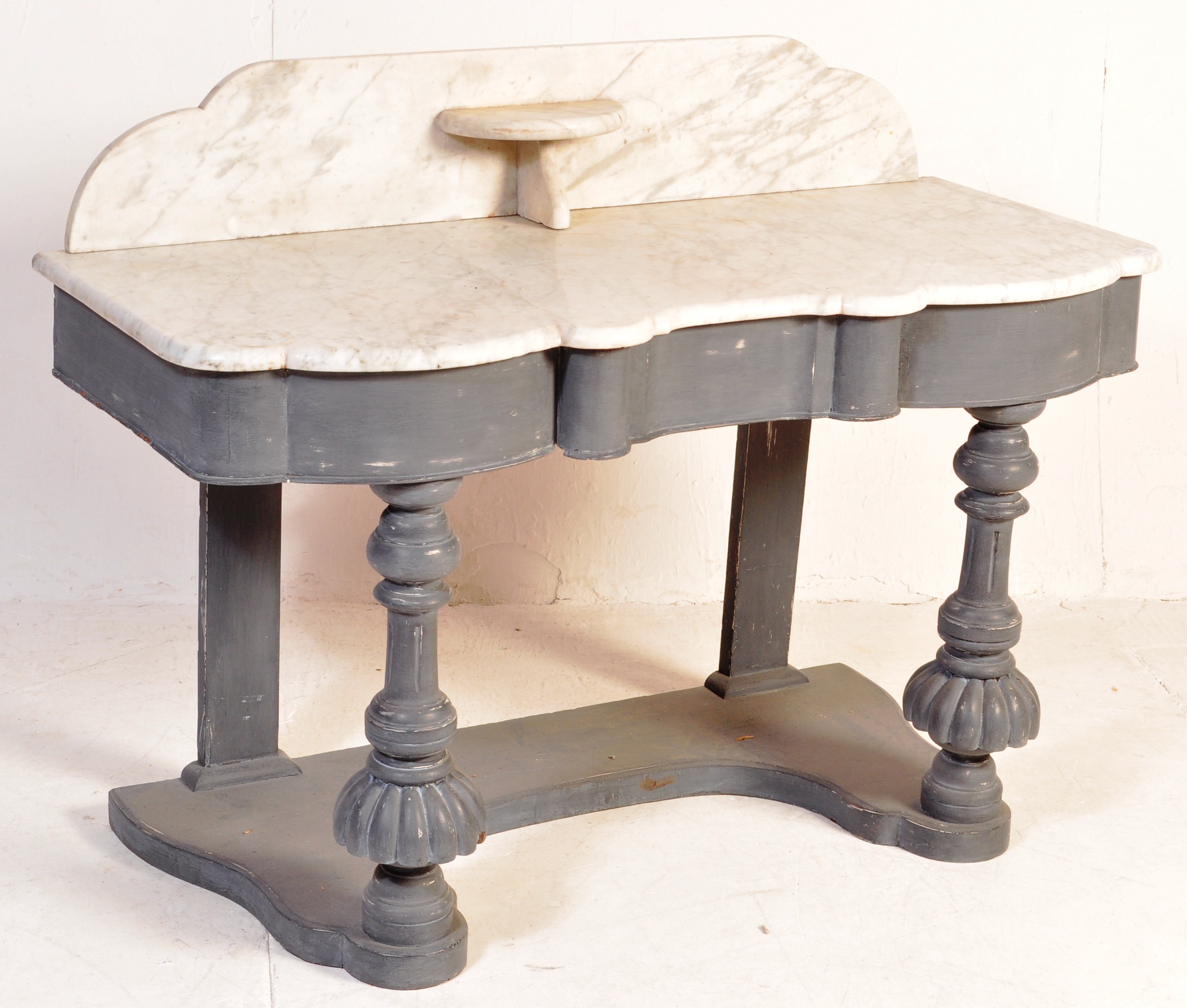 VICTORIAN MARBLE & MAHOGANY EBONISED DUCHESS TABLE - Image 2 of 7