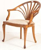 EDWARDIAN MAHOGANY AND LINE INLAID MARQUETRY SALON CHAIR