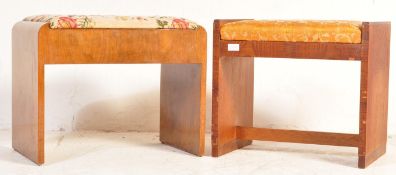 1930'S ART DECO OAK AND WALNUT DRESSING TABLE STOOLS