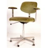 1980'S OLIVE GREEN OFFICE SWIVEL ARMCHAIR / DESK CHAIR