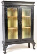 EDWARDIAN MAHOGANY EBONISED WOOD GLAZED BOOKCASE