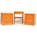 PAIR OF RETRO BEDSIDE CABINETS TOGETHER WITH A SINGLE DRAWER BEDSIDE CABINET
