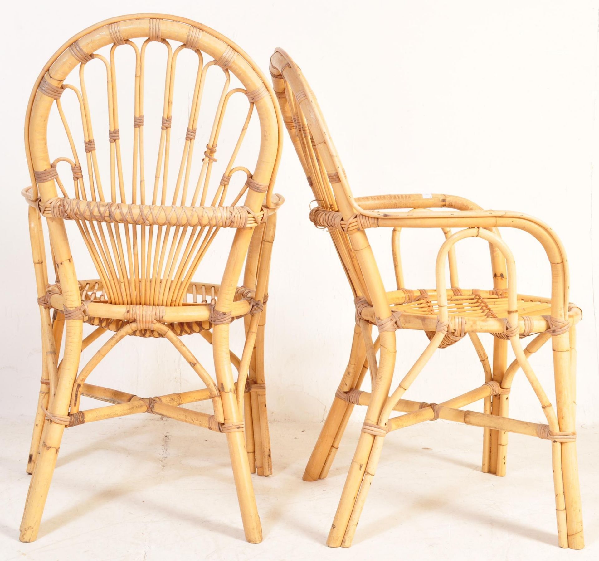 MATCHING PAIR OF ITALIAN BAMBOO AND WICKER ARMCHAIRS - Image 4 of 7