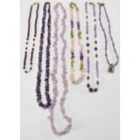 GROUP OF BEADED NECKLACES TO INCLUDE AMETHYST & QUARTZ