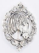 SILVER HORSE ROUNDEL BROOCH
