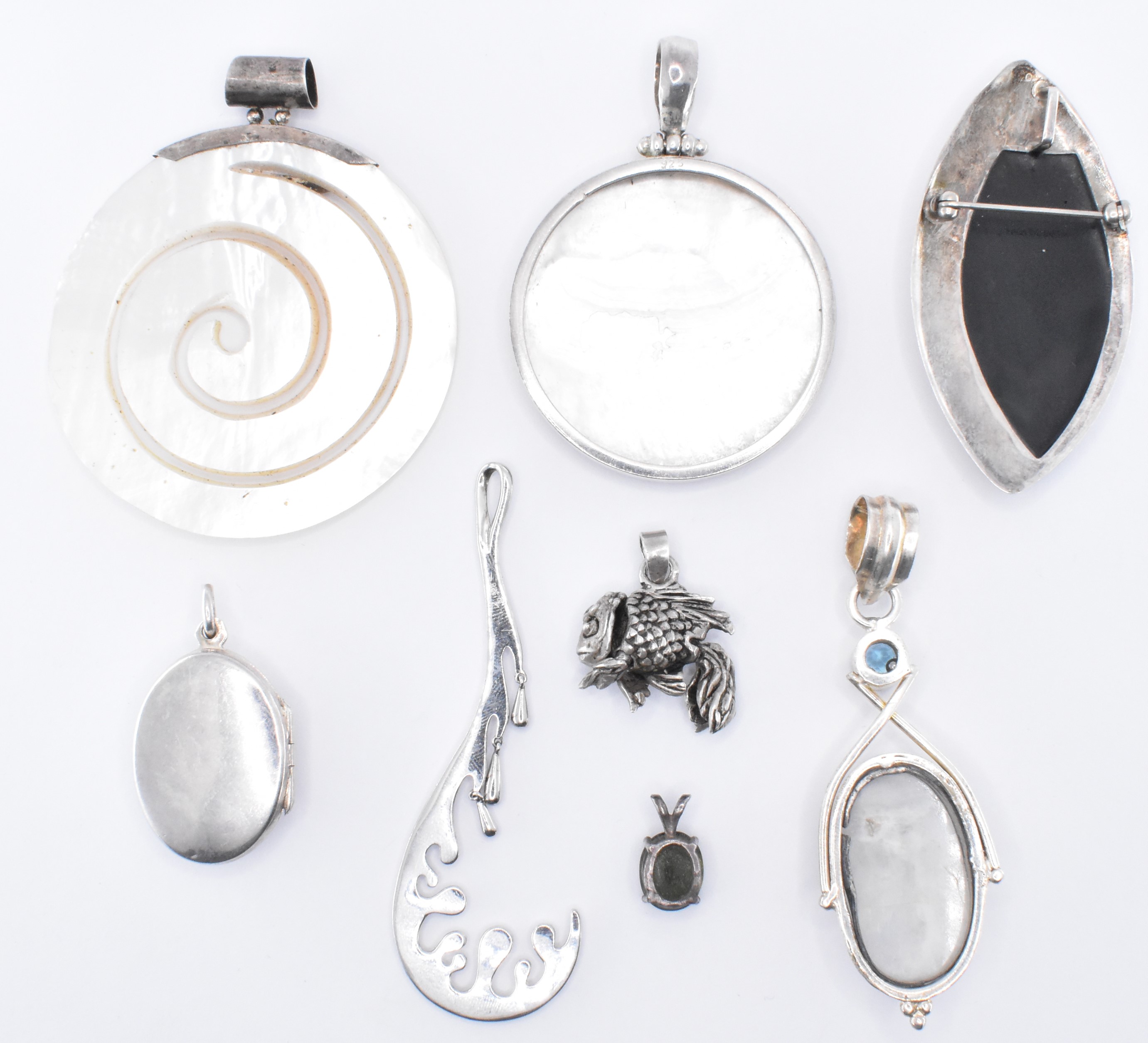 COLLECTION OF SILVER STONE SET PENDANTS. - Image 5 of 5