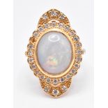 18CT GOLD OPAL & DIAMOND DRESS RING