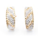 PAIR OF 9CT GOLD & DIAMOND HALF HOOP EARRINGS