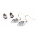 PAIR OF 9CT GOLD STONE SET DIAMOND EARRINGS