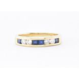 HALLMARKED 18CT GOLD DIAMOND & SAPPHIRE RING