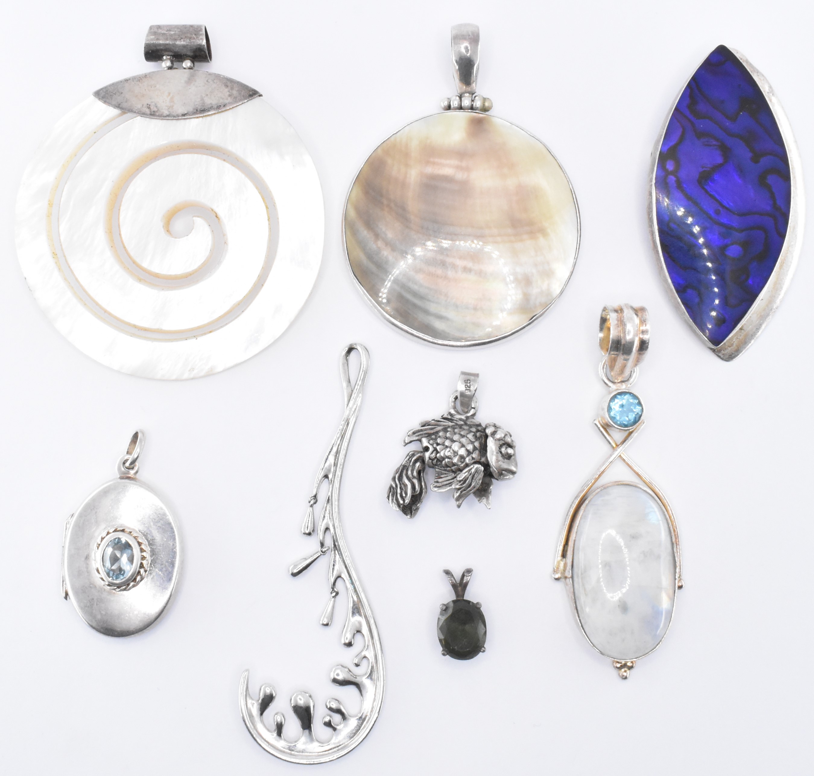 COLLECTION OF SILVER STONE SET PENDANTS. - Image 2 of 5