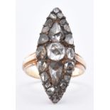 18CT GOLD & DIAMOND NAVETTE CLUSTER RING