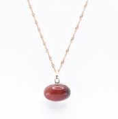 14CT GOLD & AGATE PENDANT NECKLACE