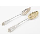 TWO GEORGIAN SILVER BERRY SPOONS