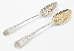 TWO GEORGIAN SILVER BERRY SPOONS