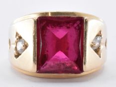 14CT GOLD & SYNTHETIC RUBY RING