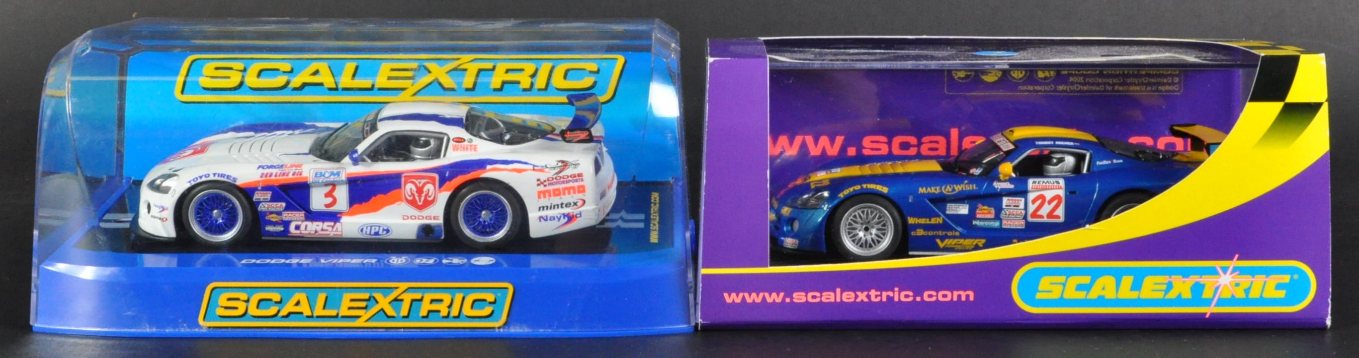 SCALEXTRIC - TWO 1/32 SCALE BOXED SLOT RACING CARS