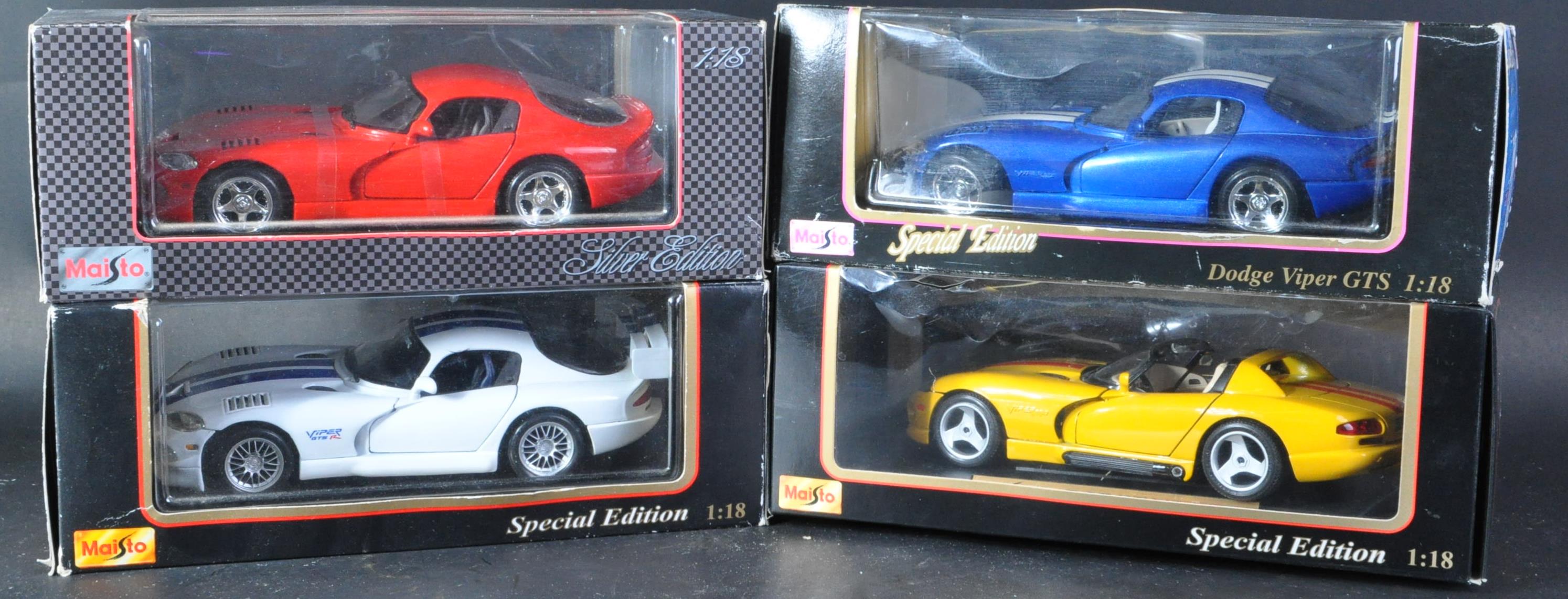 COLLECTION OF X4 MAISTO 1/18 SCALE DIECAST MODEL CARS