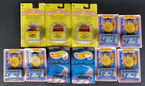 A collection of assorted vintage Mattel Hotwheels and Lesney Matchbox diecast models to include; x2
